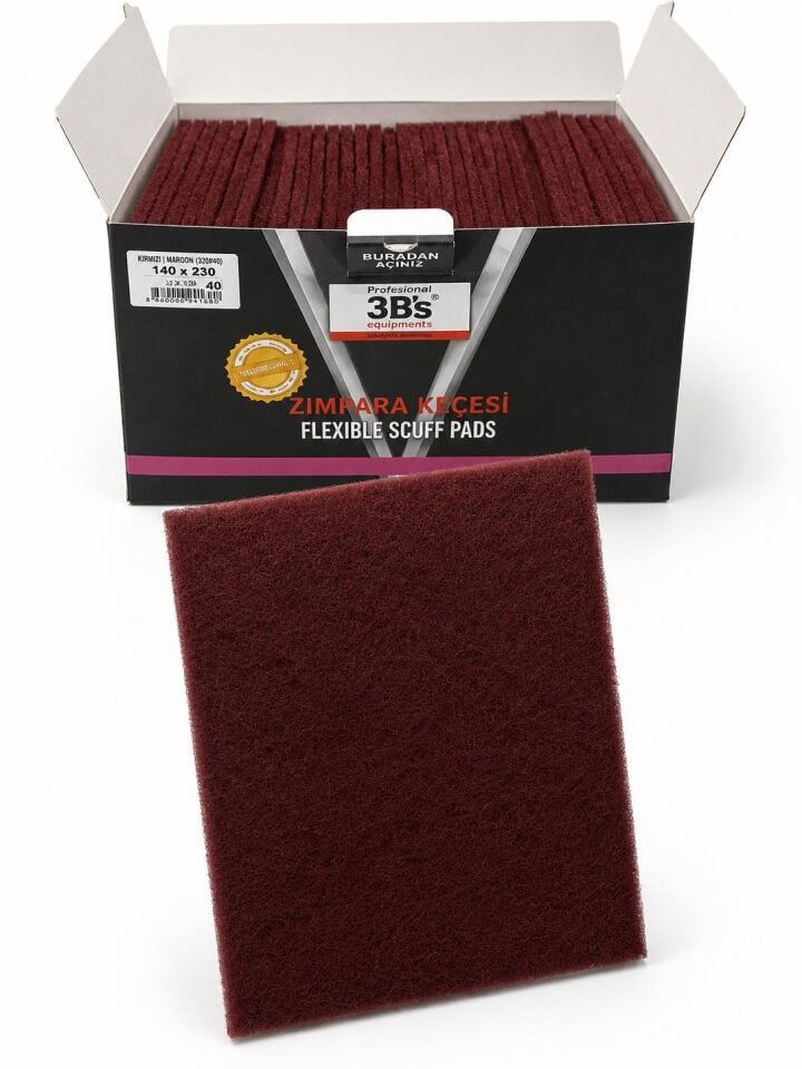 3Bs Scuff Pad Maroon ( 360 ) Plaka Skoç 6mm 230x140mm